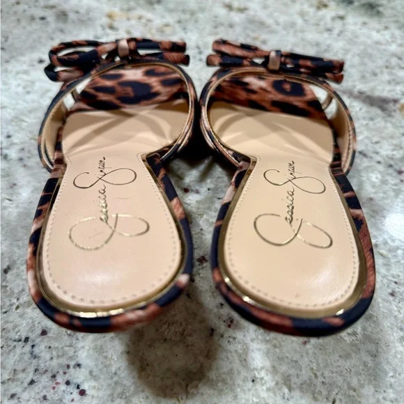 Jessica Simpson Leopard Print Bow Kitten Heel Sandals - NEW - Picture 8 of 12
